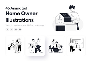 Animated Home Owner Illustration, an Outline Icon by Vectors Market