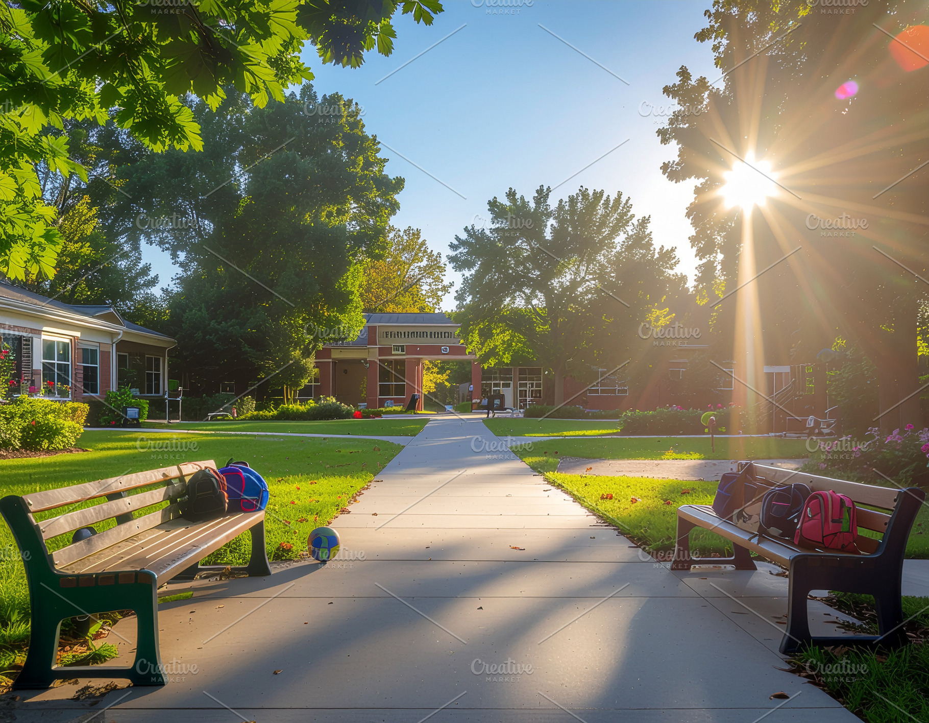 Sunny school campus, a School & Education Photo by DanFLCreativo