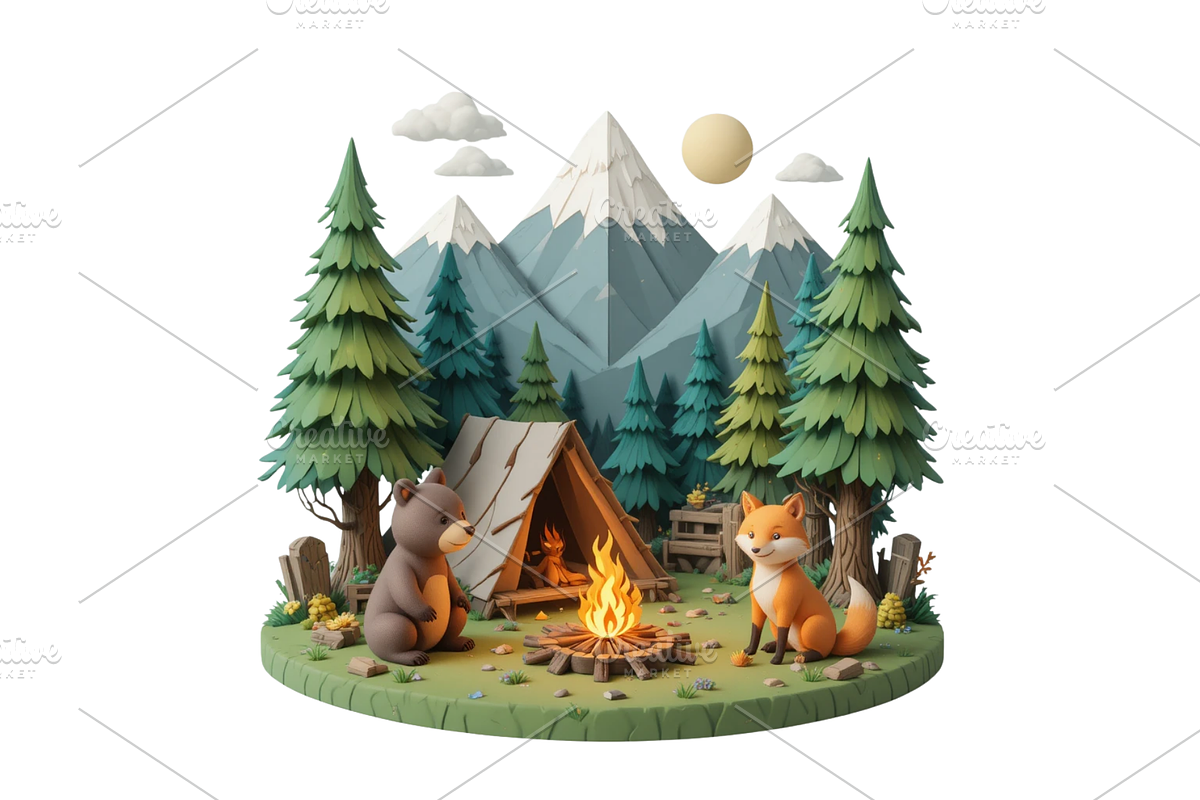 3D Camping Animal Clipart, a Seasonal Illustration by Creative design (Photo 3 of 7)