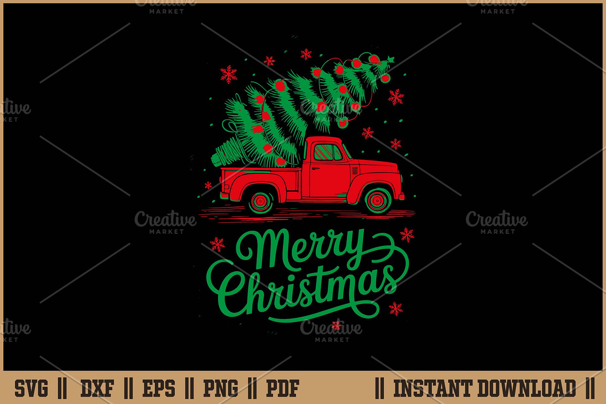 Vintage Wagon Christmas Retro SVG, a Seasonal Illustration by Handy Arts Studio (Photo 1 of 3)