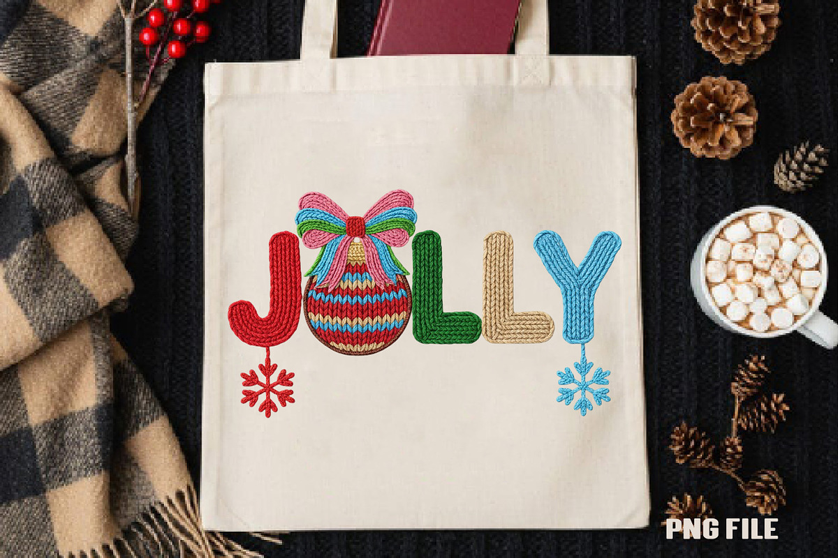 Faux Yarn Christmas Png Holly Jolly, an Illustration by DreamCafeArt (Photo 4 of 4)