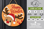 Happy Winter Reindeer Laser Cut SVG, a Work Illustration by Daily.Designs (Thumbnail 2 of 3)