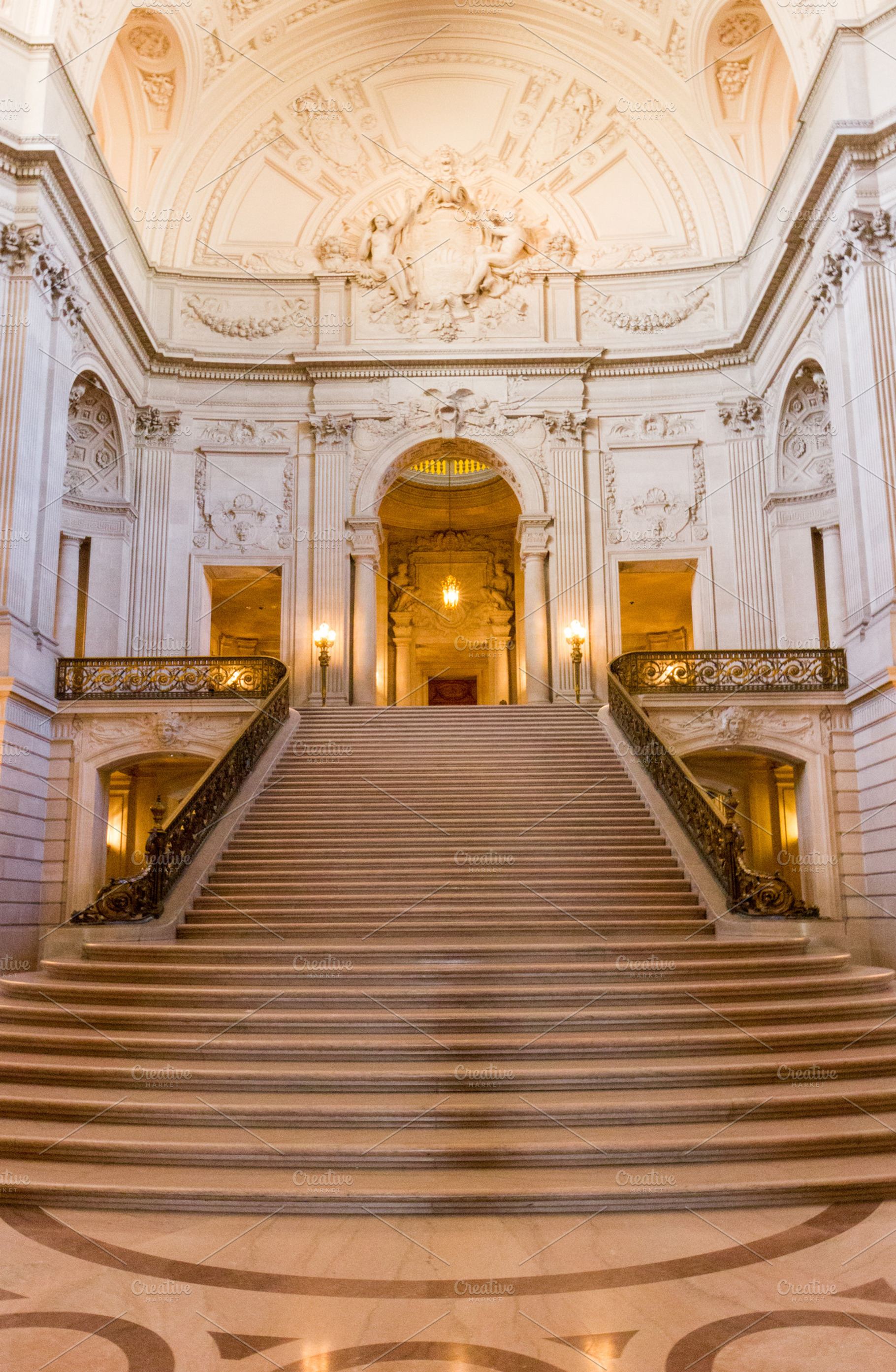 Grand staircase featuring beaux arts, san francisco, and city hall, an Architecture Photo by Marsha Abrahams