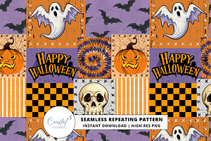 Halloween Patchwork Seamless Pattern