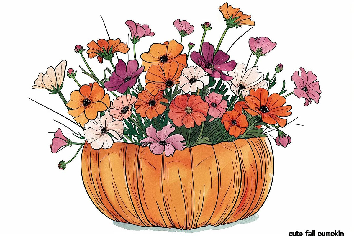 Autumn Pumpkin Floral Clipart, an Illustration by Designs_River (Photo 5 of 10)