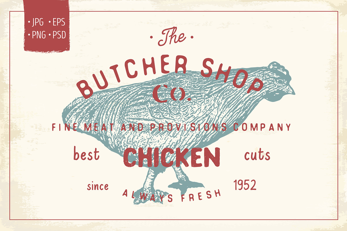 Butcher Shop Chicken Logo Template, an Animal Illustration by Lemon Workshop (Photo 1 of 3)