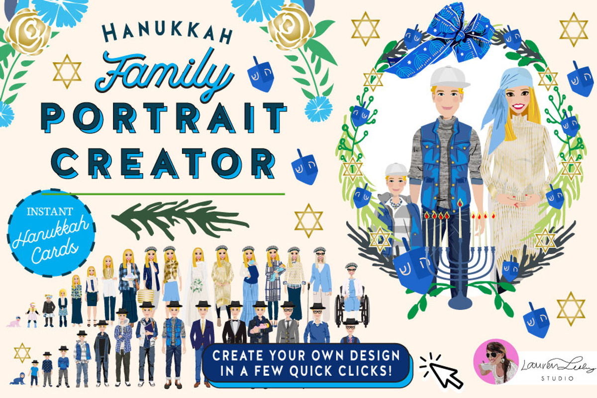 Portrait Creator Jewish Hanukkah, a Person Illustration by Lauren Lesley Studio (Photo 1 of 16)