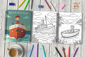 Spiral Coloring Book Mockup PSD