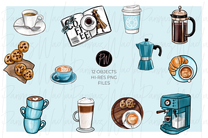 Coffee & Cookies Clipart Bundle Png