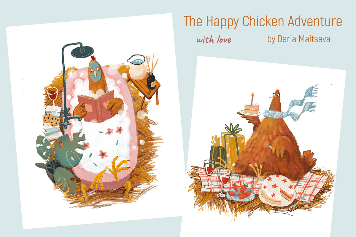 Happy Chickens, an Animal Illustration by Dashnpro (Photo 1 of 8)