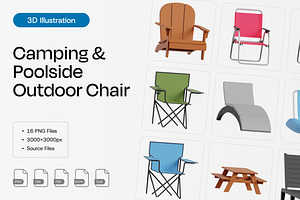 Camping & Poolside Outdoor Chairs, a Furniture 3D Model by Eklip Studio