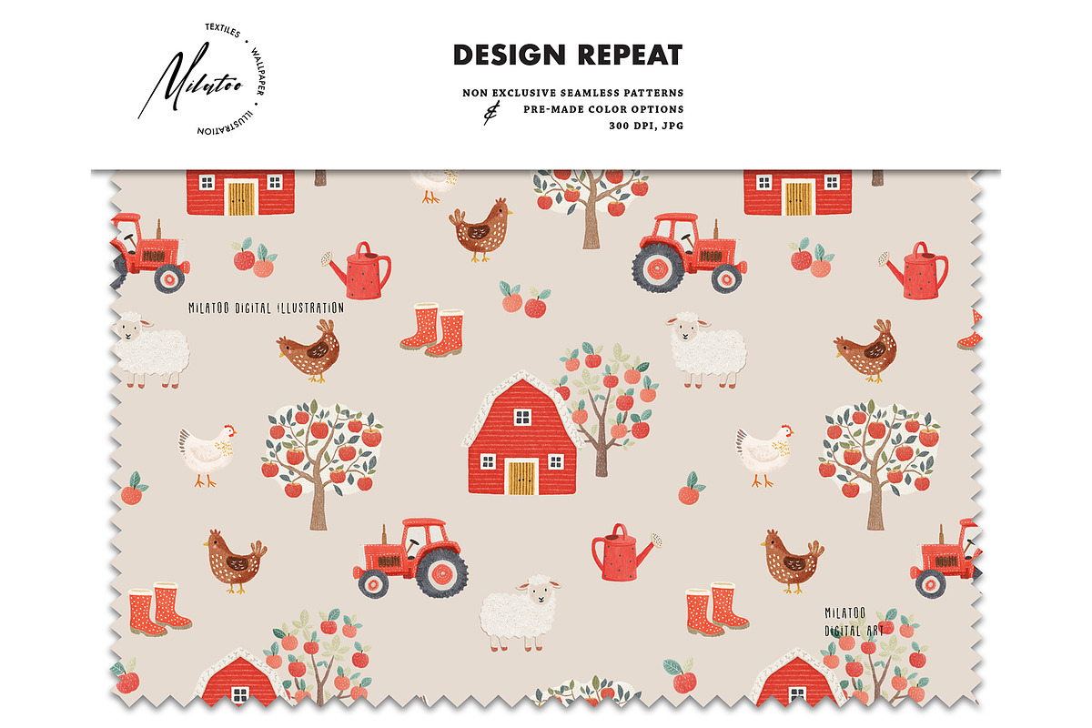 Apple harvest seamless pattern farm, a Pattern Graphic by Milatoo (Photo 4 of 4)