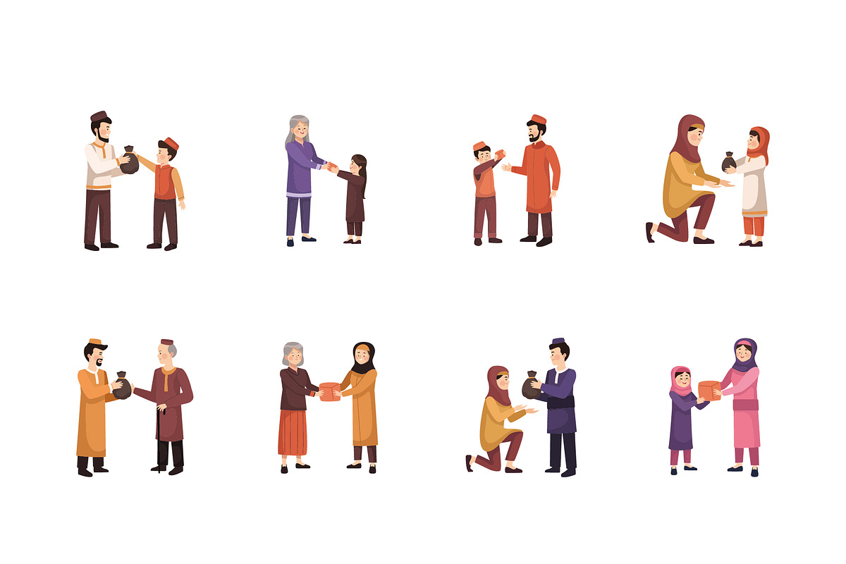 Zakat Giving Illustration Set