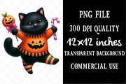 Funny Halloween Black Cat Clipart, an Illustration by Designking (Thumbnail 4 of 4)
