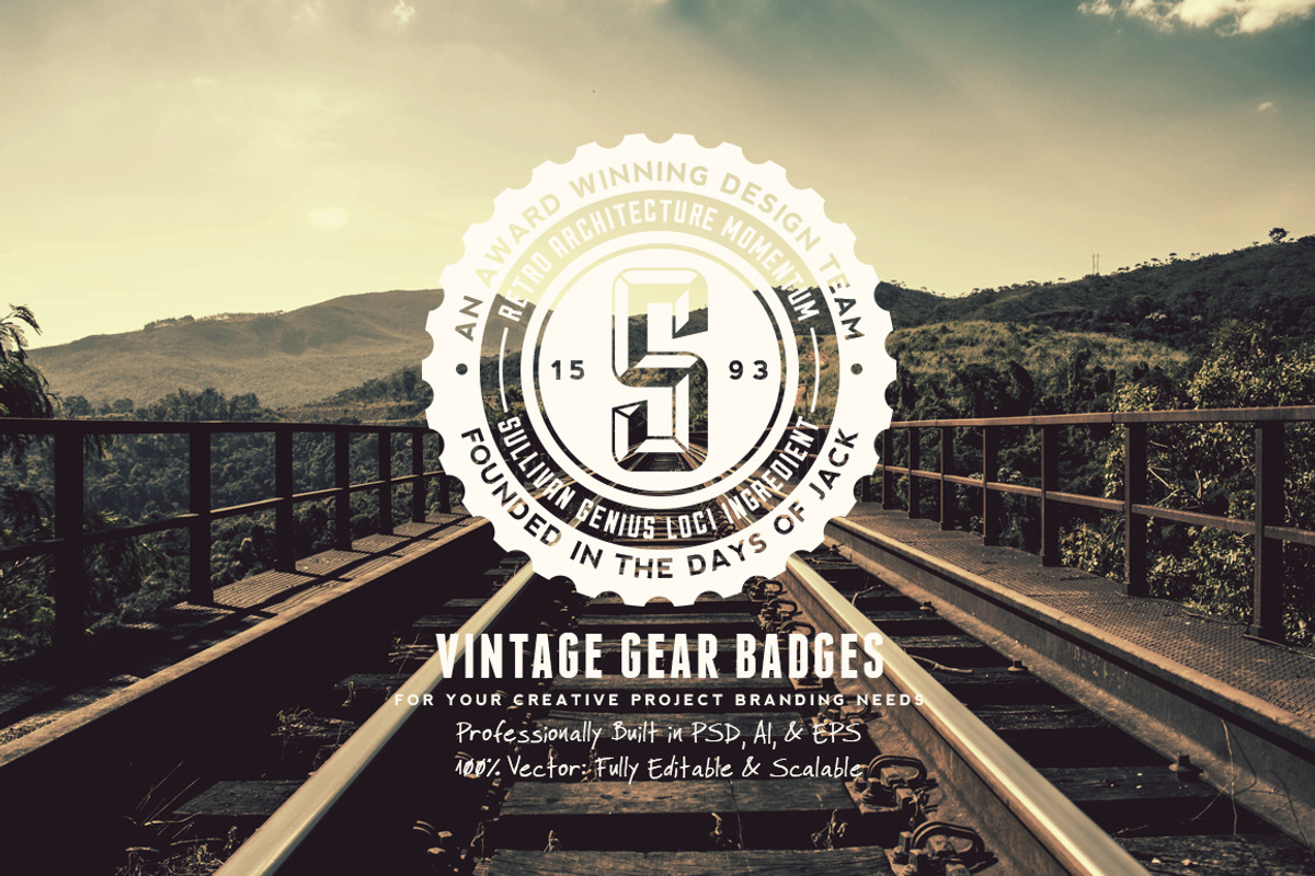 Vintage Gear Badges, a Branding & Logo Template by Yusof Mining (Photo 5 of 5)