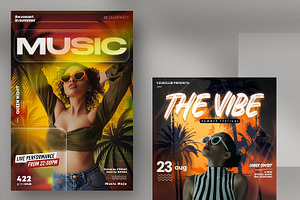2 Summer Music Flyers Templates, a Flyer Template by PixelsDesign