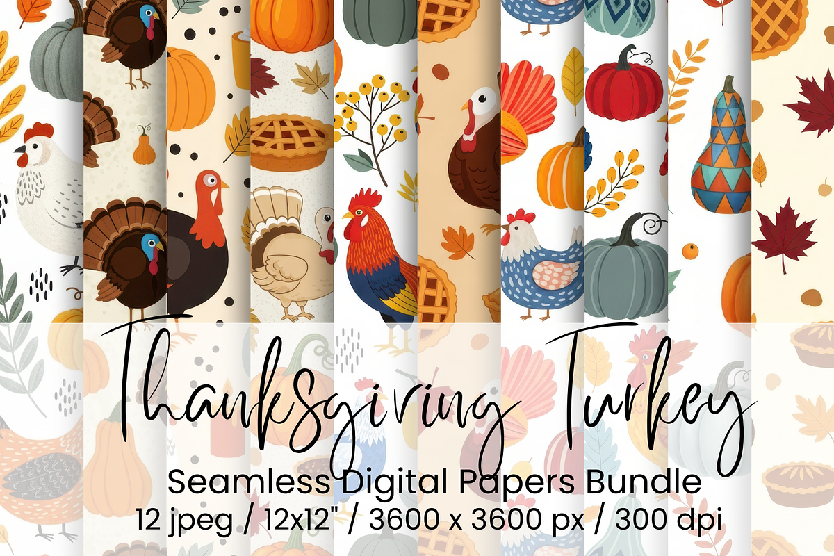 Thanksgiving Turkey Seamless, an Illustration by Mashimara (Photo 1 of 4)