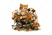 Whimsical Dog Cat Flower Clipart PNG, a Seasonal Illustration by Craft Nest (Thumbnail 11 of 12)