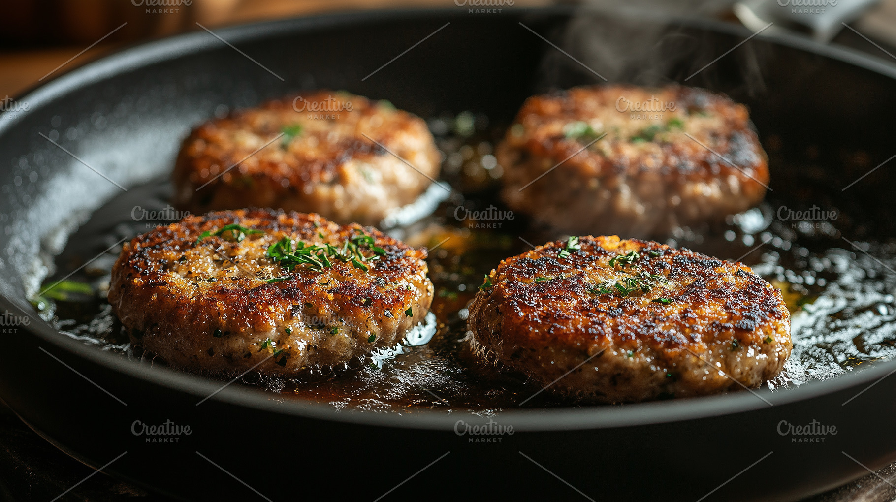 Fried minced cutlets on a pan, a Food & Drink Photo by MistyDay