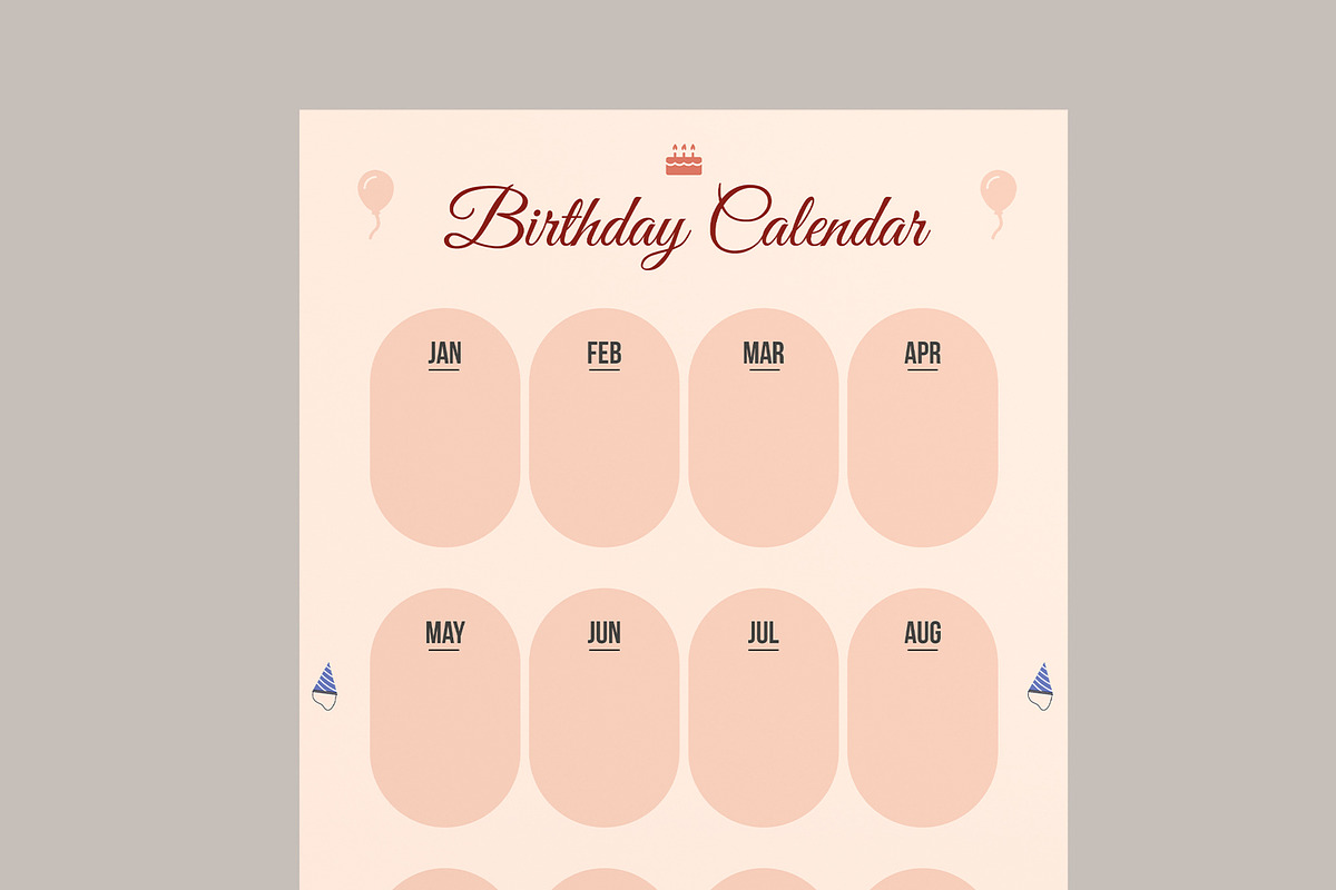 Birthday Calendar Template layout, a Stationery Template by MightyDesign (Photo 3 of 7)