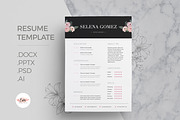 Floral 1 page Resume, a Resume Template by Emaholic Template (Thumbnail 1 of 5)