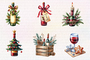 Christmas Red Wine Clipart, an Illustration by CreationArt (Thumbnail 6 of 6)