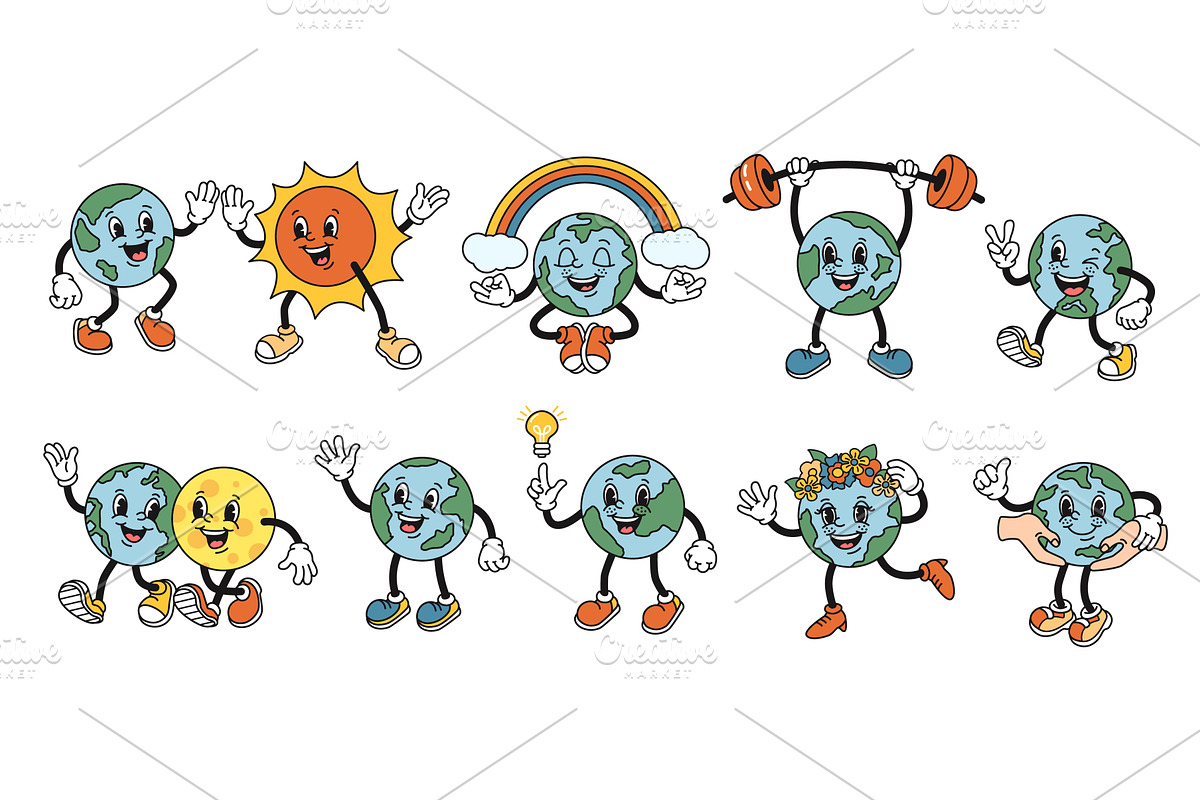 Cartoon planet Earth. Globe mascot, an Illustration by winwin.art