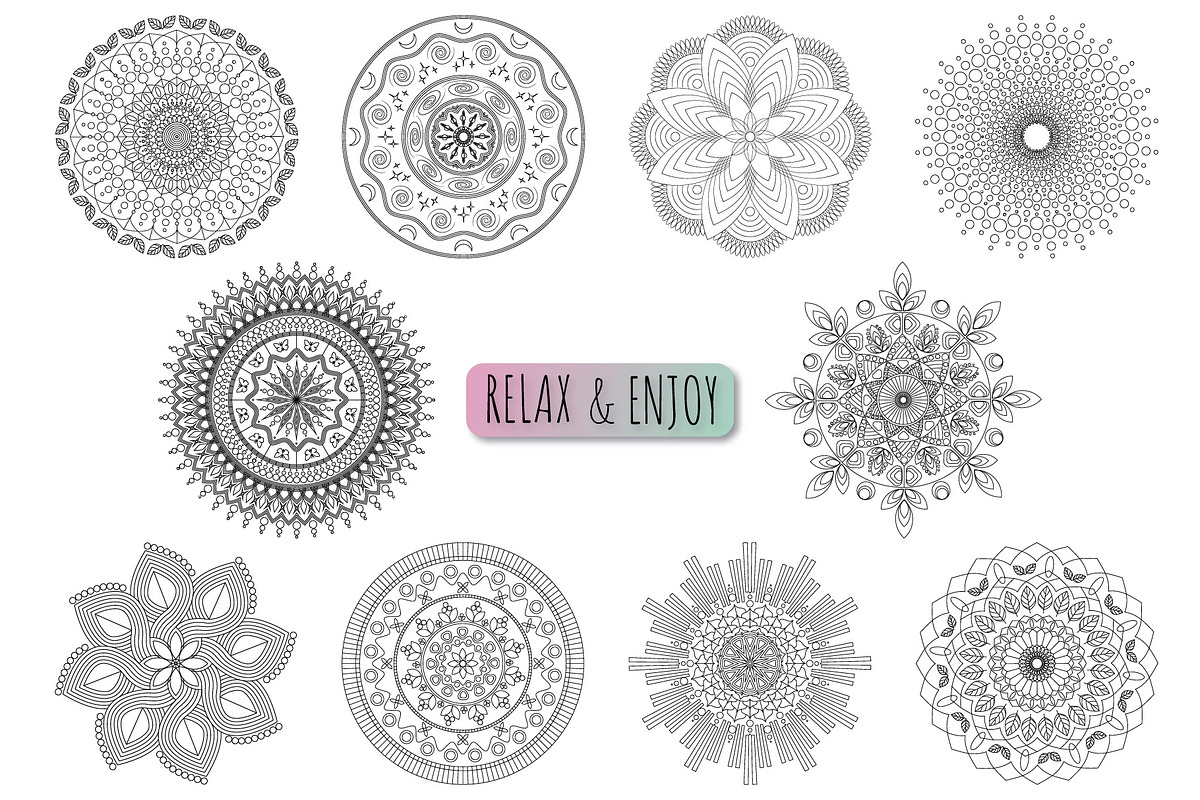 10 Relaxing Mandalas for Coloring, a Decorative Illustration by Soulprint Mercury (Photo 6 of 6)