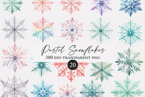 Watercolor Pastel Snowflakes, an Illustration by Designworld
