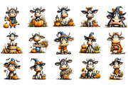 Whimsical Halloween Cow Clipart, a Seasonal Illustration by OK Design (Thumbnail 3 of 6)