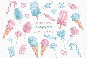 Blush and Blue Sweets Clipart