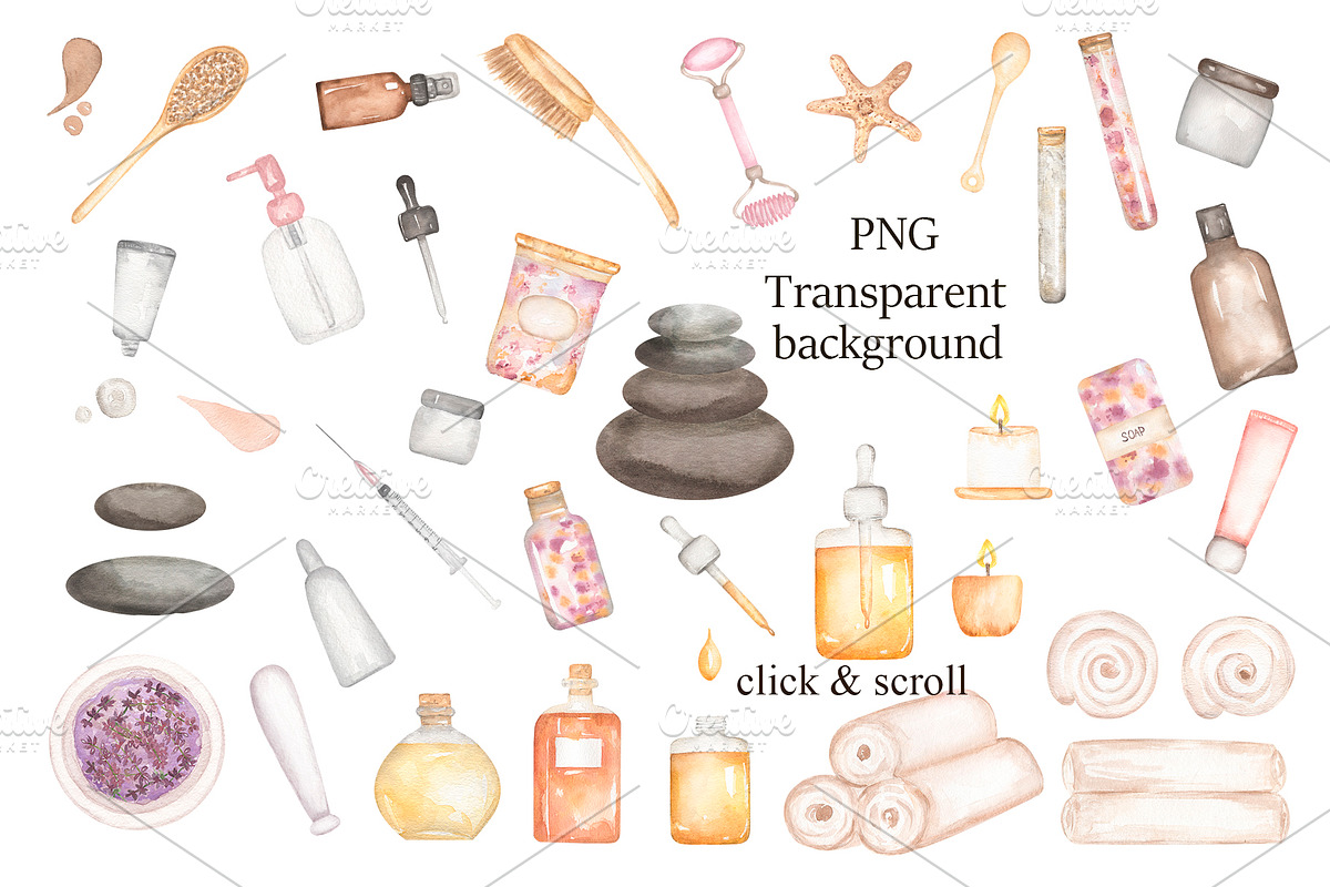 Watercolor Beauty Salon Collection, a Healthcare Illustration by MayaNavits (Photo 3 of 11)