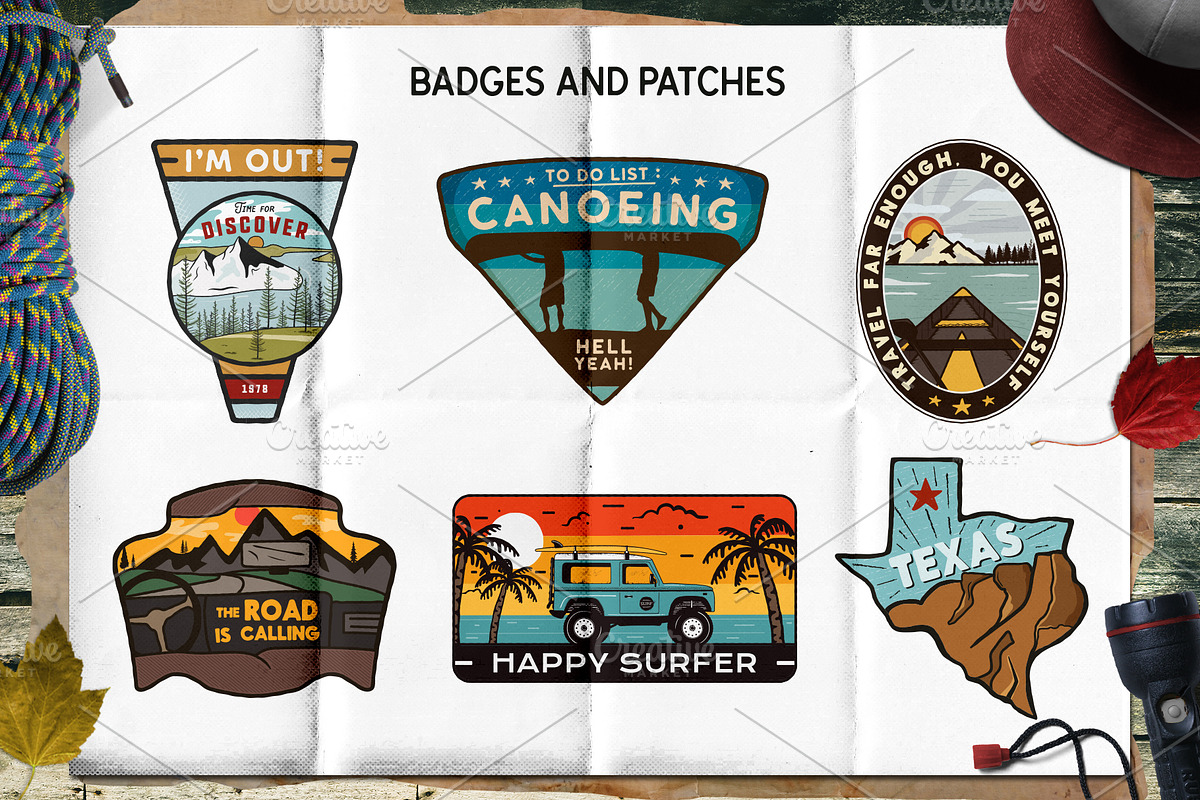 Retro Camp Adventure Badges Kit, a Branding & Logo Template by JeksonGraphics (Photo 4 of 12)
