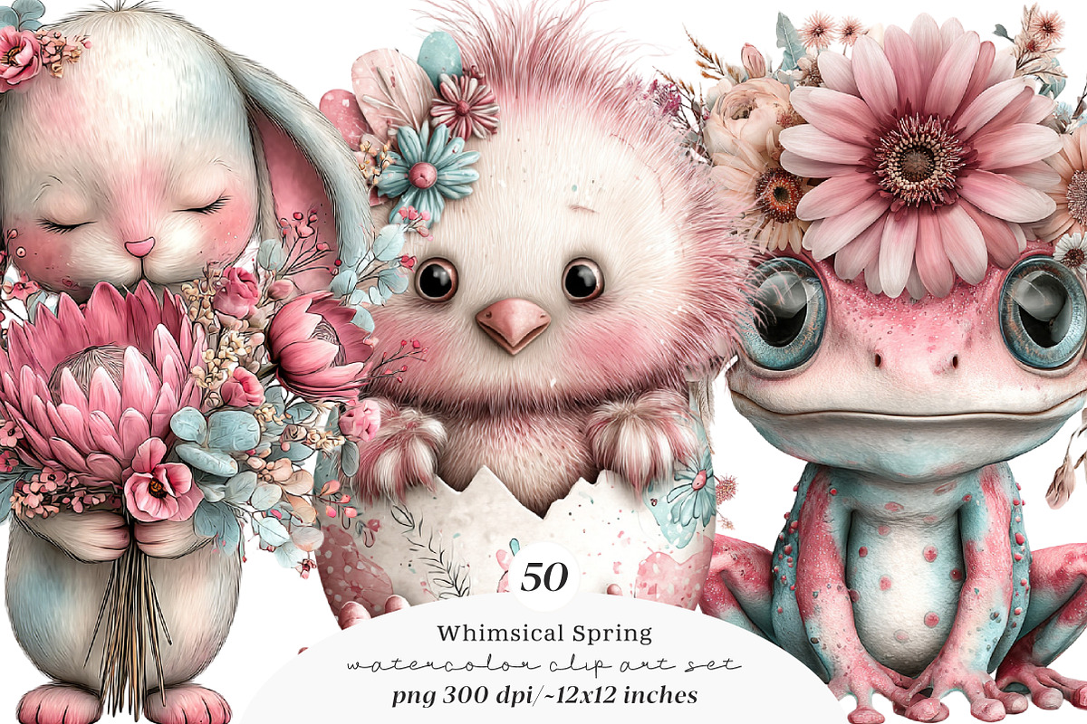 Whimsical spring clipart, an Illustration by SinaCreation (Photo 1 of 11)