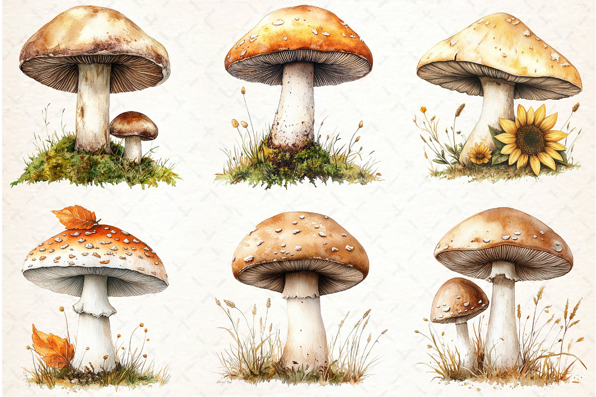 Autumn Mushroom Clipart, an Illustration by Libby Wishes (Photo 7 of 7)