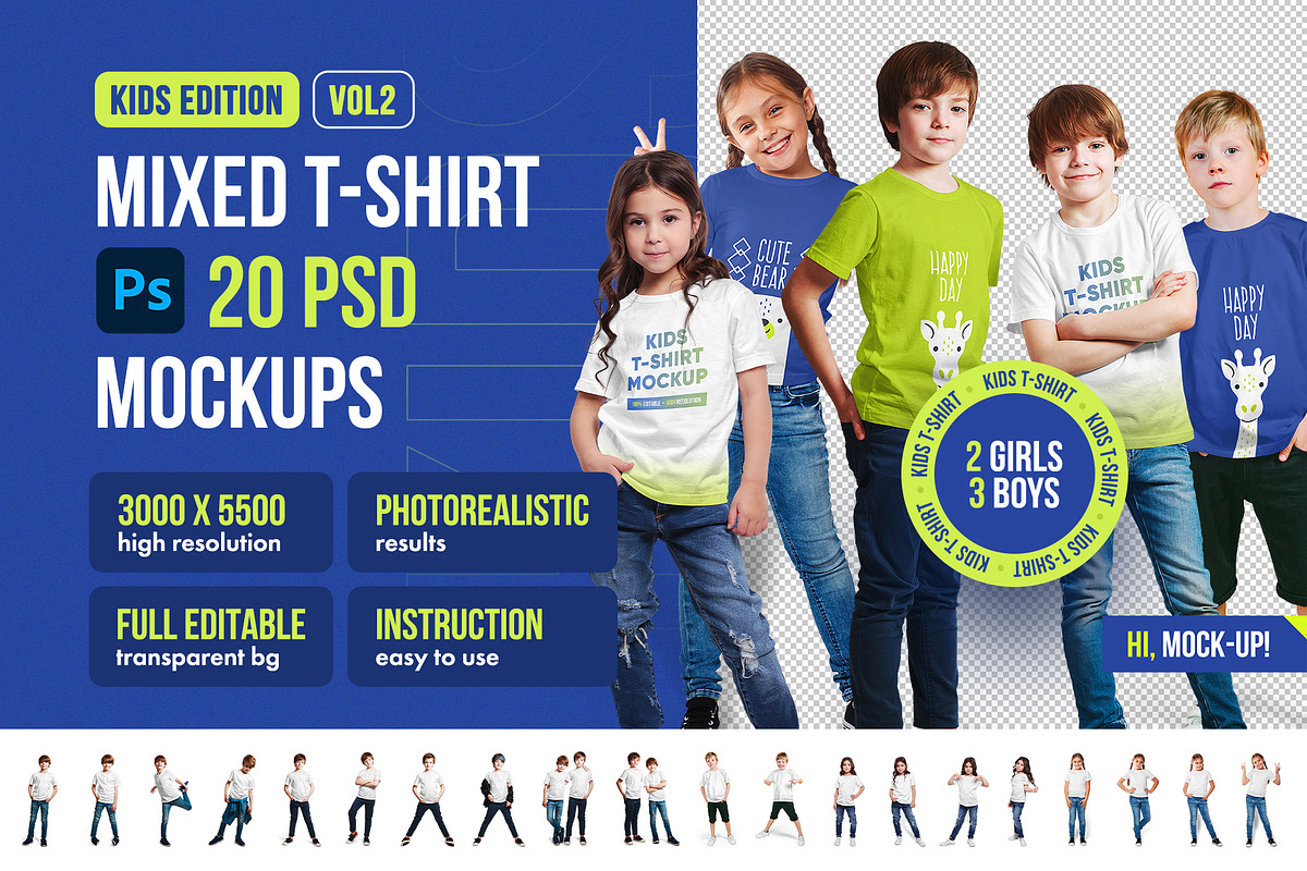 Mixed Kids T Shirt Mockups Vol2, a Shirt Mockup by Hi, Mock-Up! (Photo 1 of 15)