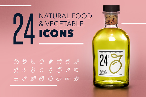 24 Natural Food Icons Pack