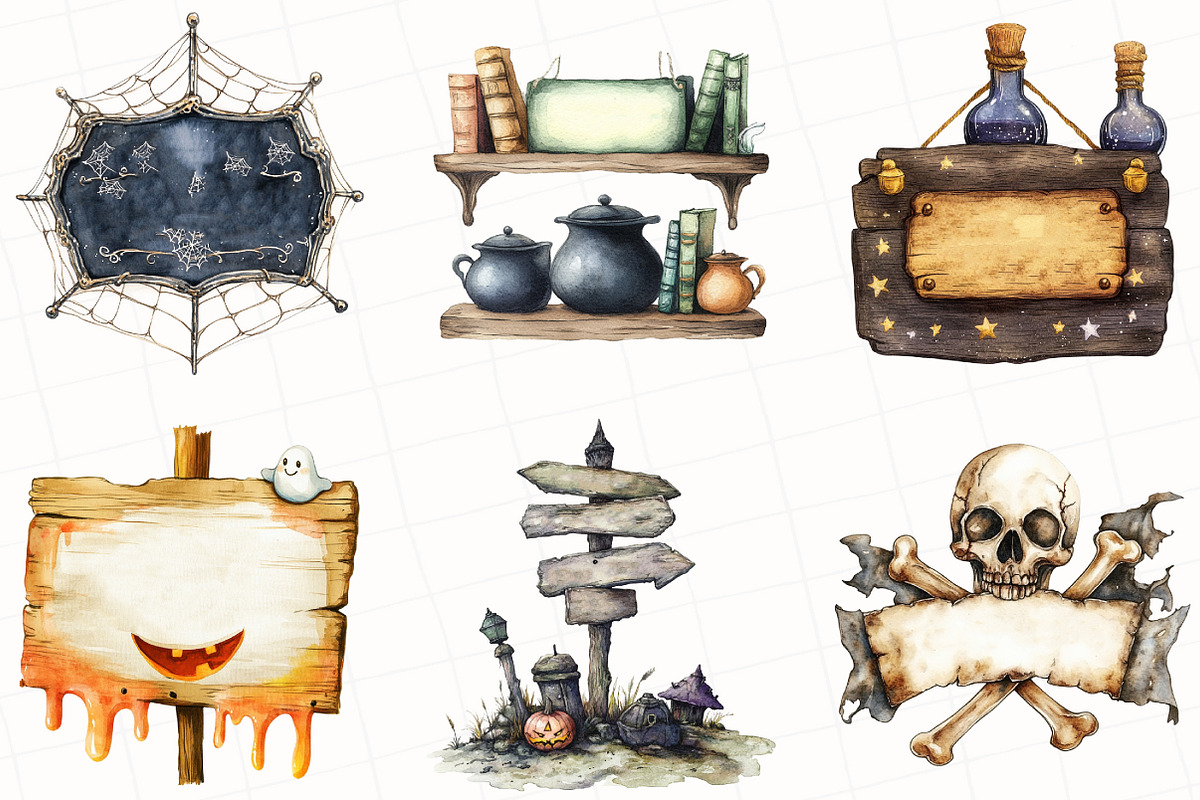 Halloween Spooky Sign Clipart, an Illustration by OK Design (Photo 5 of 5)