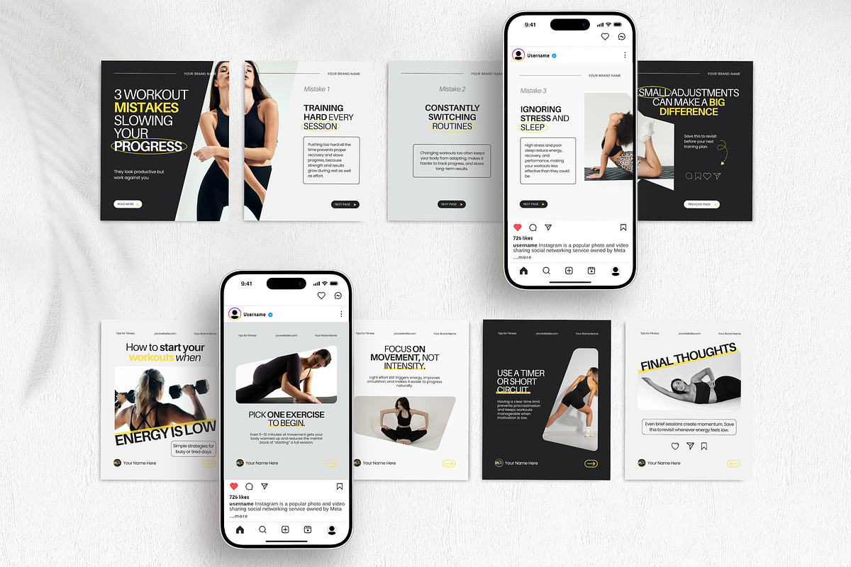 Fitness Carousel Instagram Posts, a Social Media Template by DigiPax (Photo 5 of 10)