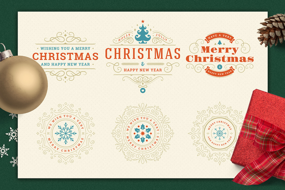 Christmas Retro Design Bundle, a Decorative Illustration by Vasya Kobelev (Photo 3 of 11)