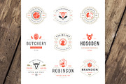 18 Meat Food Logos and Badges, a Branding & Logo Template by Vasya Kobelev (Thumbnail 2 of 12)