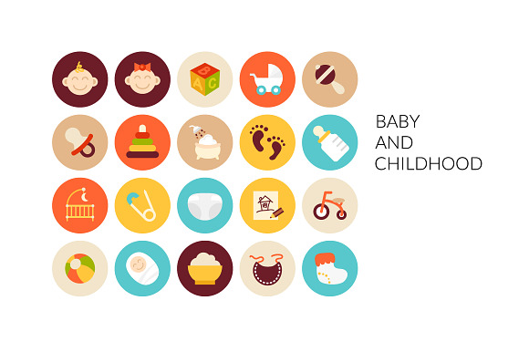 Flat icons set - Baby and Childhood preview 2