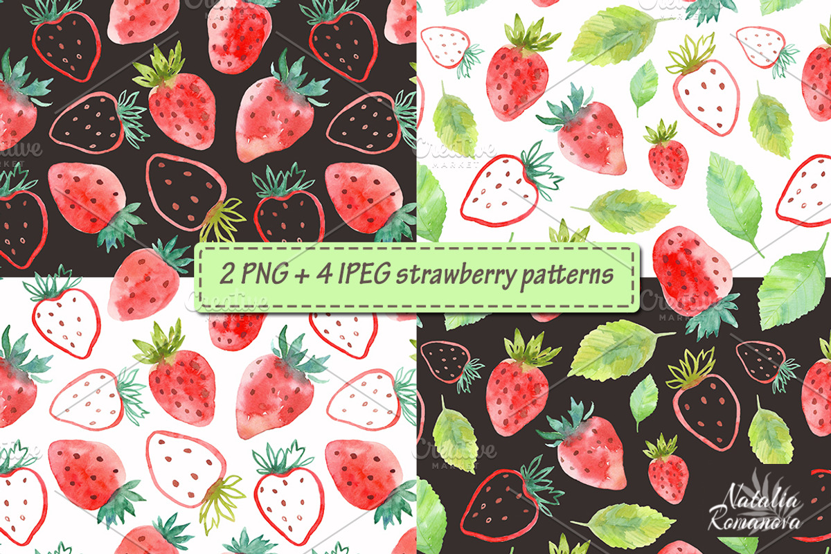 Strawberry watercolor design, an Illustration by BrushArtDesigns (Photo 3 of 7)
