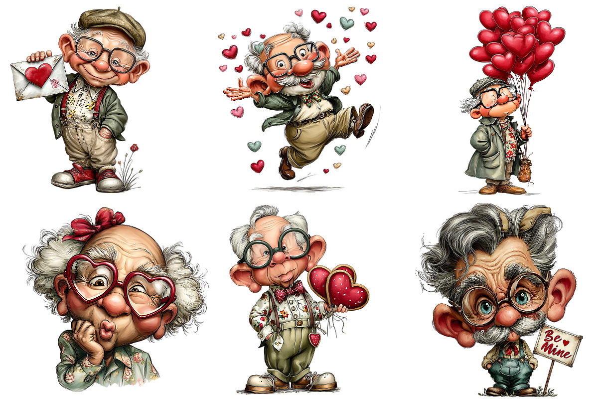Quirky Valentine Grandpa Clipart, an Illustration by Craft Nest (Photo 4 of 8)