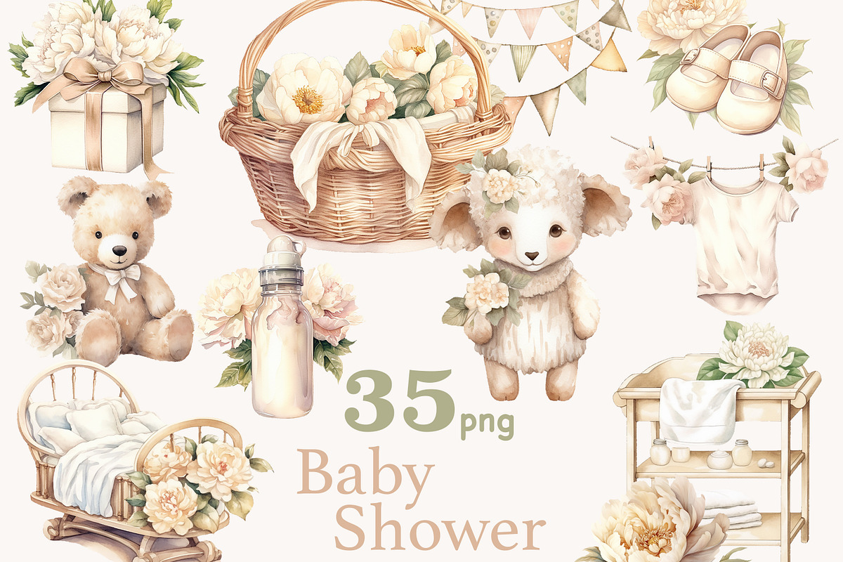 Baby Shower Clipart Bundle, a Decorative Illustration by GlamArtZhanna (Photo 1 of 5)