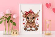 Crochet Valentines Highland Cow PNG, an Illustration by Canvas Craft (Thumbnail 6 of 7)