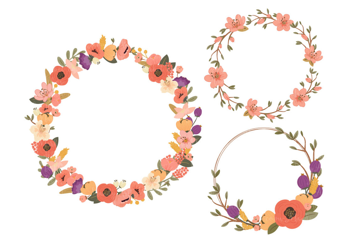 Antique Peach Floral Wreaths, an Illustration by Amanda Ilkov (Photo 3 of 4)