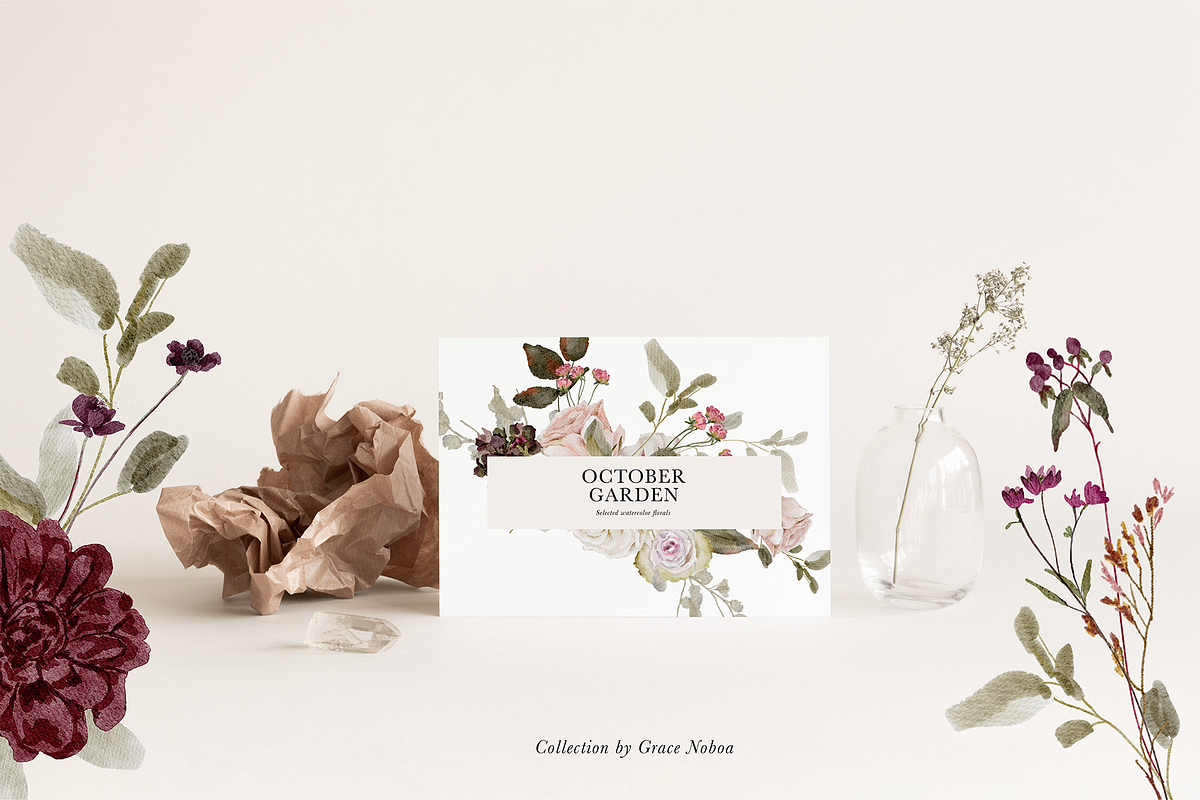 Burgundy & Blush Watercolor Florals, a Decorative Illustration by Grace Noboa Illustrations (Photo 12 of 13)