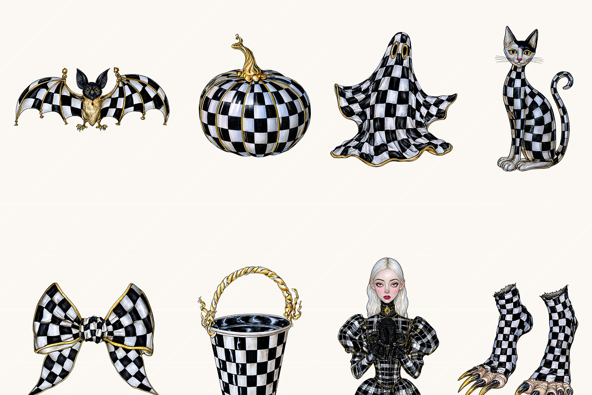 Black & White Checkered Halloween, a Seasonal Illustration by BusyDaydesign (Photo 2 of 9)