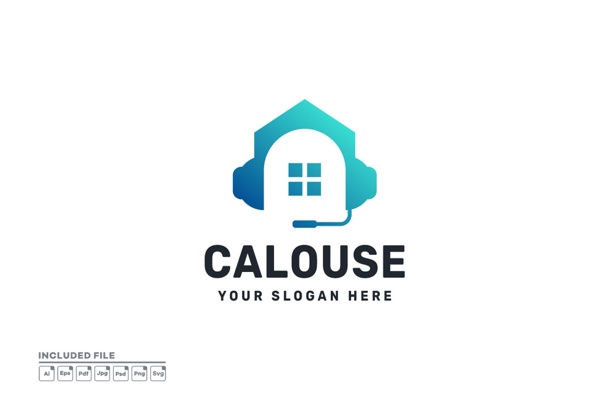 Headset with Real Estate Vector Logo, a Branding & Logo Template by yuanesei
